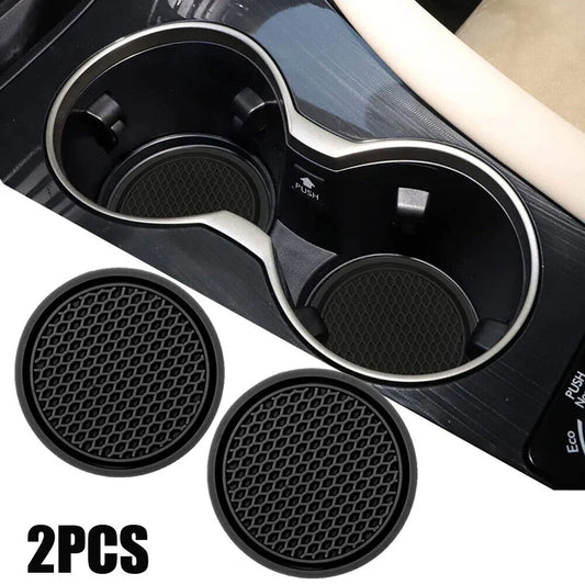 2PCS Black Car Cup Holder Anti-Slip Insert Coasters Pads – Interior Accessories