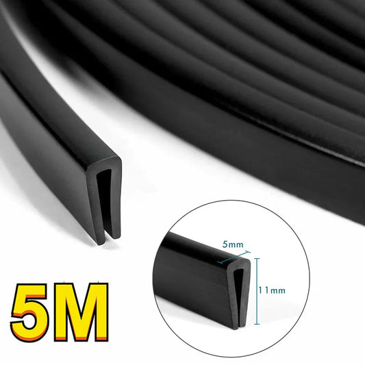 1 Pc 5M Car Door Edge Protector Strip Trim – U Shape Rubber Guard Seal 11mm x 5mm Auto Care Sealing Strip Tools Decoration