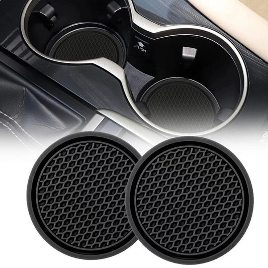 2PCS Black Car Cup Holder Anti-Slip Insert Coasters Pads – Interior Accessories